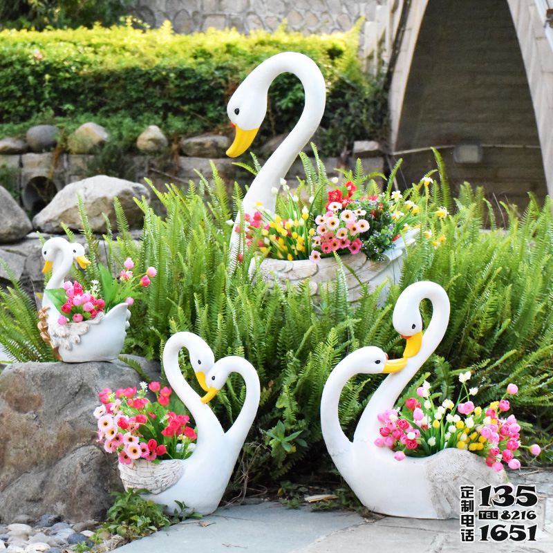 庭院玻璃鋼天鵝公園景觀創意擺件花盆雕塑 庭院玻璃鋼天鵝公園景觀創意擺件花盆雕塑