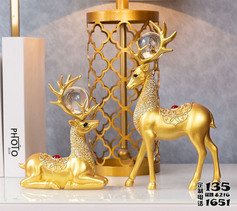 室內(nèi)創(chuàng)意玻璃鋼漆金烤漆裝飾品擺件梅花鹿雕塑 室內(nèi)創(chuàng)意玻璃鋼漆金烤漆裝飾品擺件梅花鹿雕塑